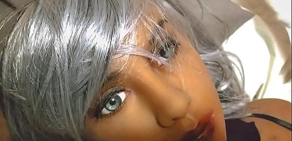  Real Sex Doll Fucked in Shiny Stockings